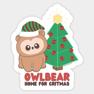 Owlbear Home for Critmas (Christmas // D20) Sticker